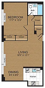 Floor plan One-Bedroom 1A