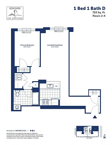 Floor plan 1 Bed 1 Bath D