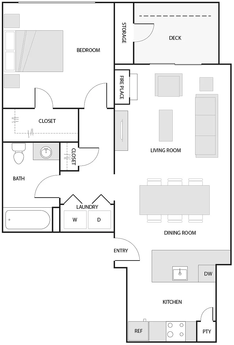 Floor plan 1 Bed/1 Bath-D