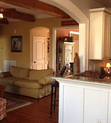 living rm with wood beams