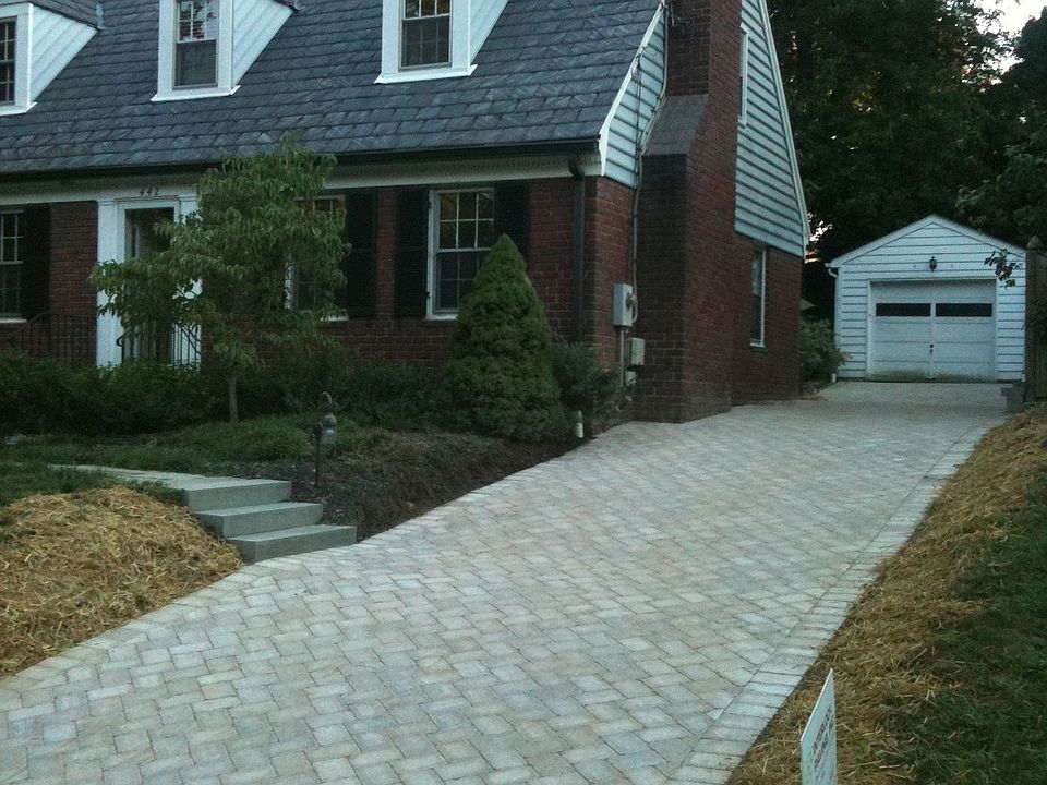 Upgraded Tumbled Paver Herringbone Style Driveway