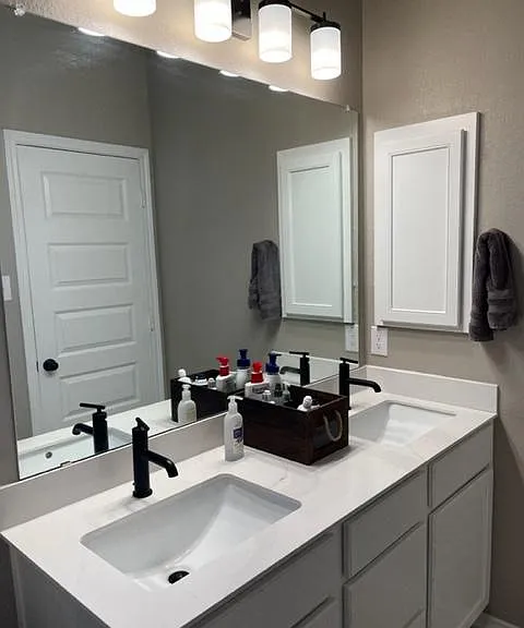 Master bathroom with double vanity.