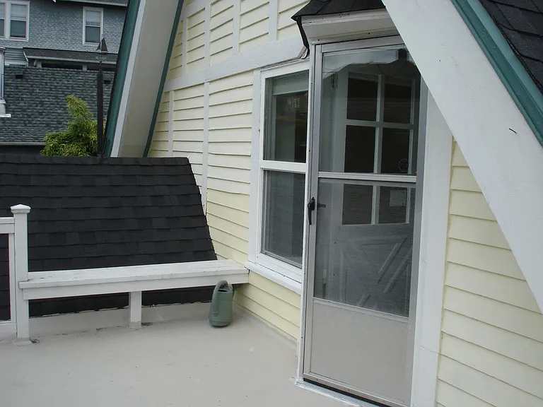 Door from Third Bedroom onto Balcony
Balcony Bench at far end