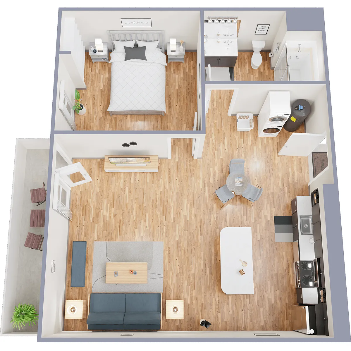 Floor plan 1 Bed 1 Bath B
