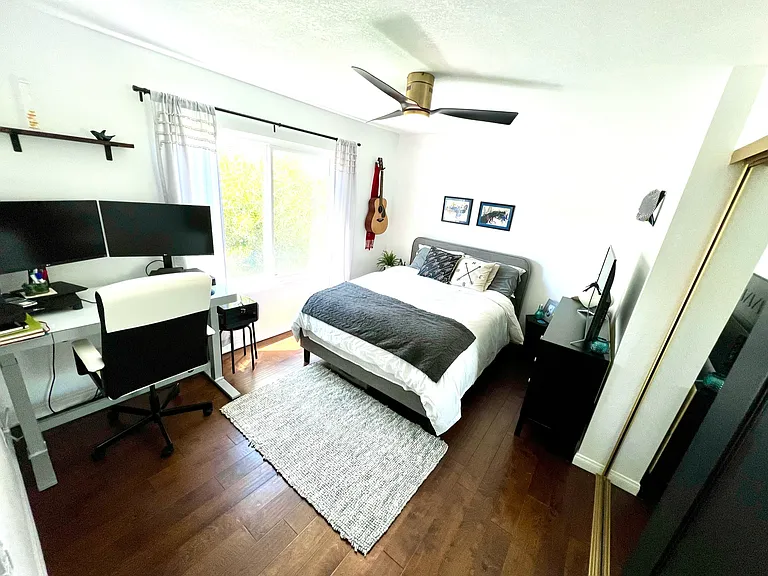 Bedroom Two with Queen Bed and Large Office Area (For Inspiration Only; Comes Unfurnished, these are the old floors)
