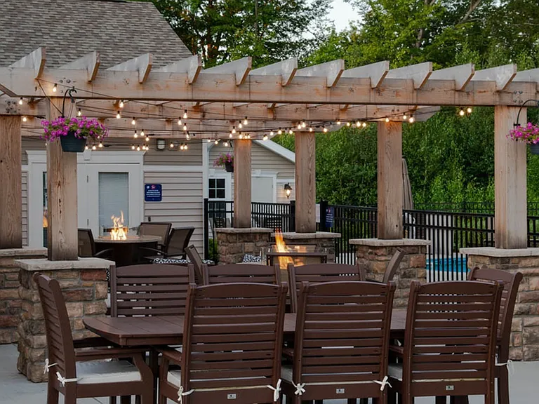 A relaxed setting for meals, conversation, and fresh air.