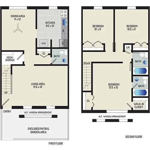 Floor plan 3 BR + 2.5 BA Townhome