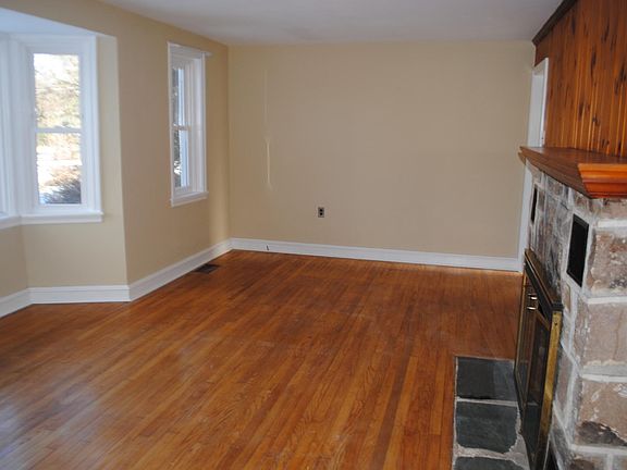 Living Room with wood burning fireplace