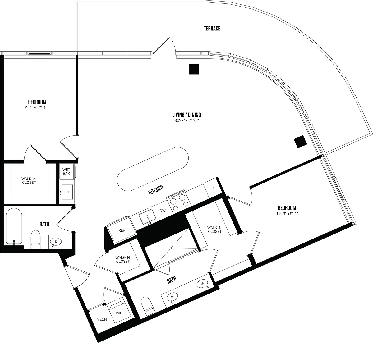 Floor plan 2 Bed/2 Bath-F5