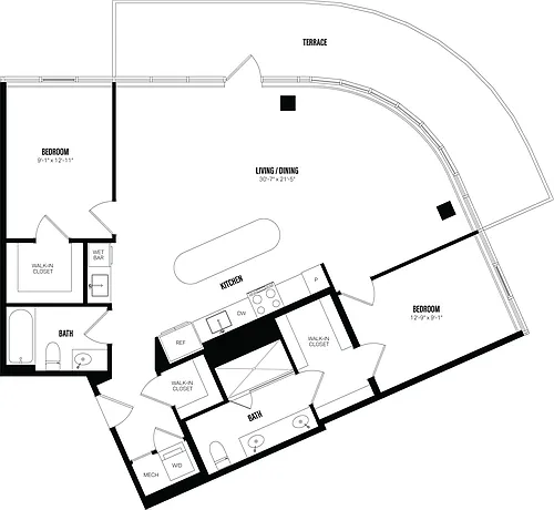 Floor plan 2 Bed/2 Bath-F5
