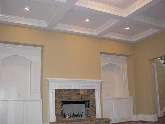 Living rm w/ coffered ceilings