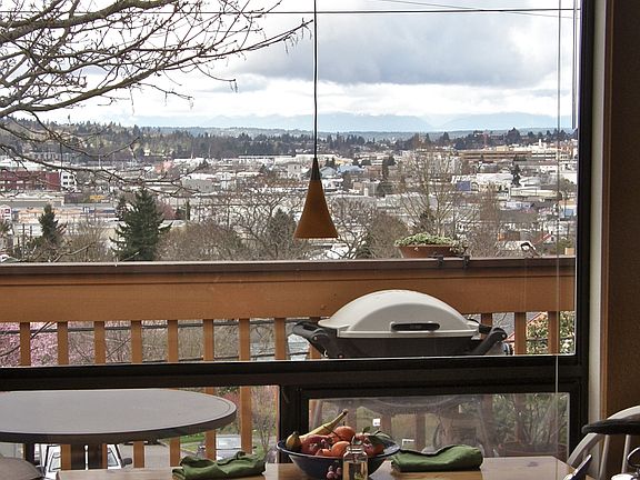 View of outdoor patio from kitchen