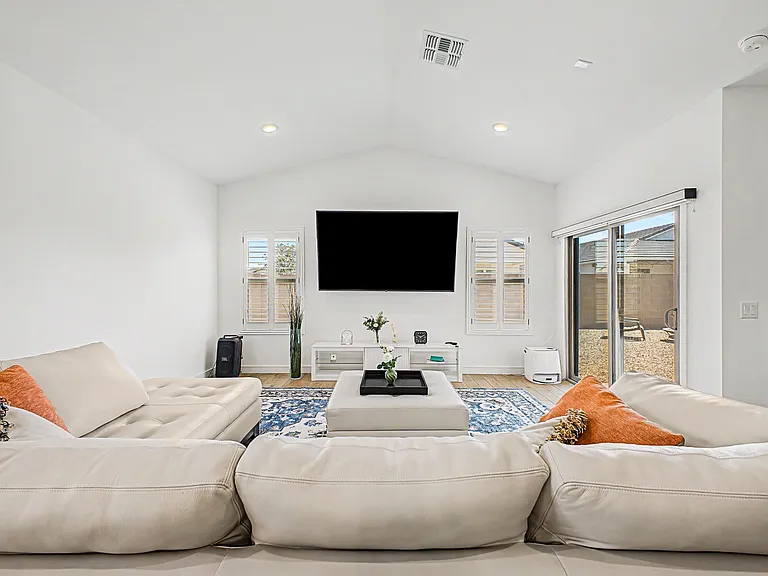 Living room with 85 inch TV
