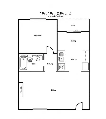 Floor plan 1X1PR