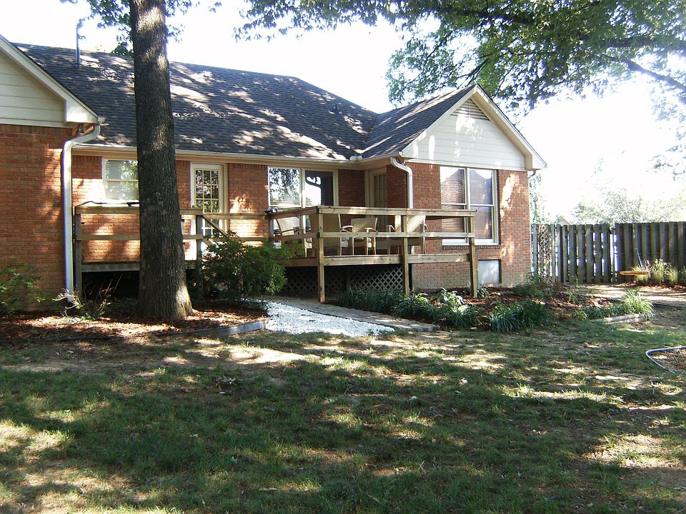 Back of the house/deck under the shade trees!
