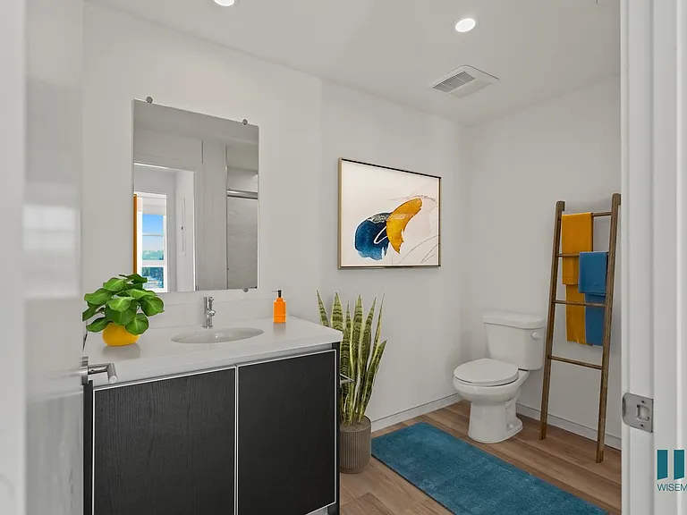 Bathroom with Vanity Cabinet Storage - Peach Floor Plan