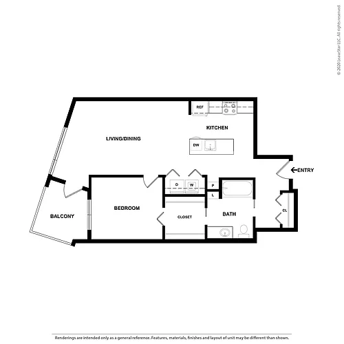 Floor plan One Bedroom One Bath B1a - Income Limited