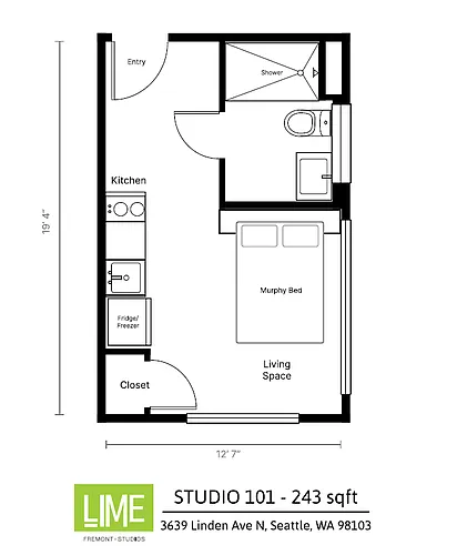 Floor plan Unit 101 Corner