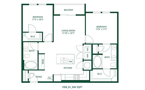 Floor plan 2 bed 2 bath