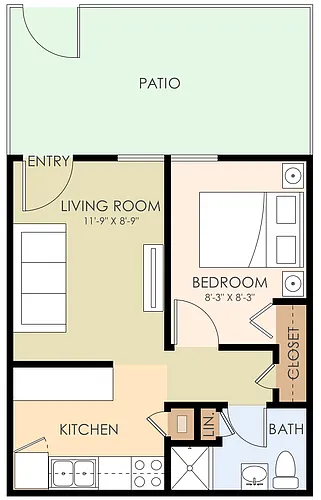 Floor plan Junior One Bedroom One Bath
