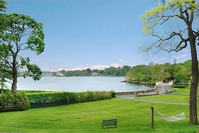yard with water views