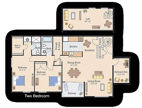 Floor plan 2 Bedroom 2 Bath