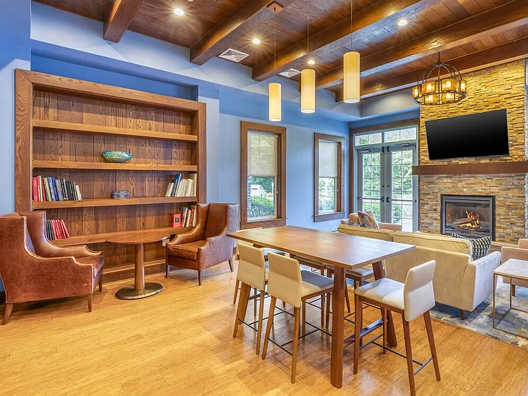 Resident lounge with fireplace