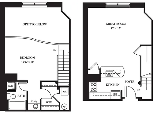 Floor plan AC-K One Bedroom, One Bathroom