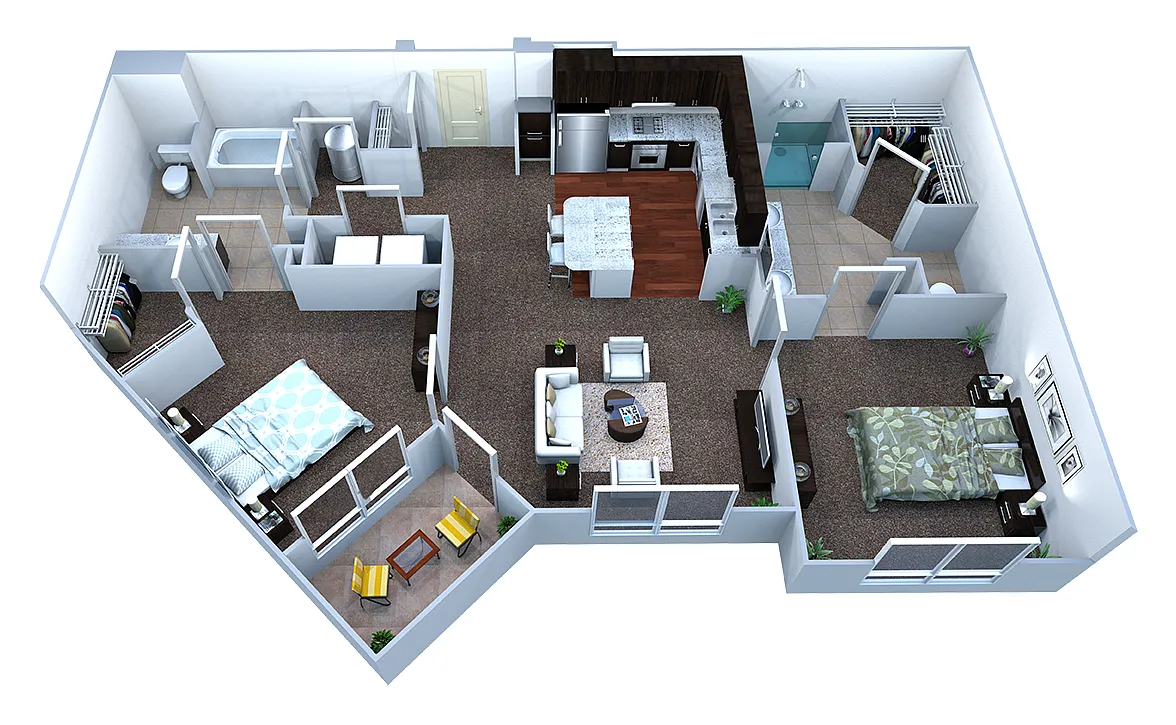 Floor plan B1 2 Bed/2 Bath