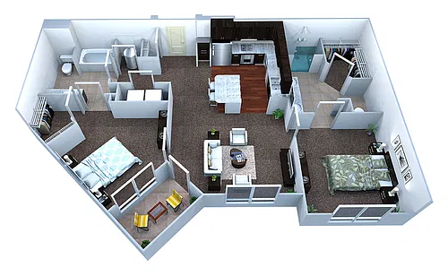 Floor plan B1 2 Bed/2 Bath
