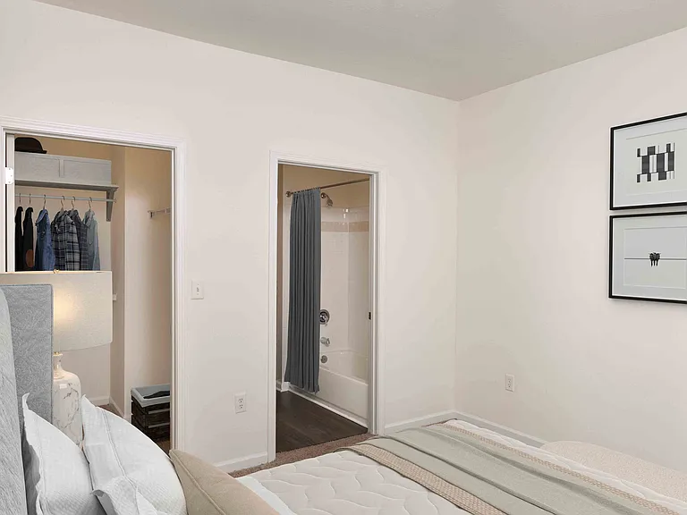Bedroom with walk-in closet and bathroom