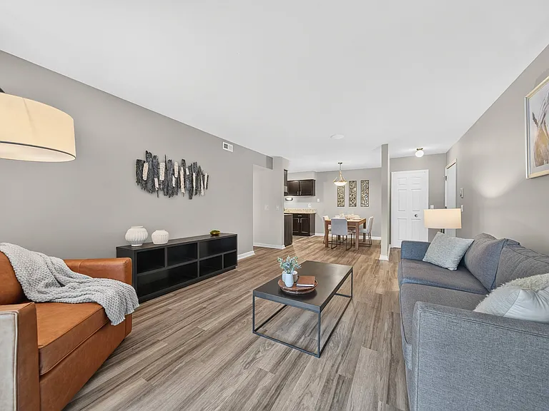 Spacious Living Room at Lakeside Village Apartments in Clinton Township, MI.