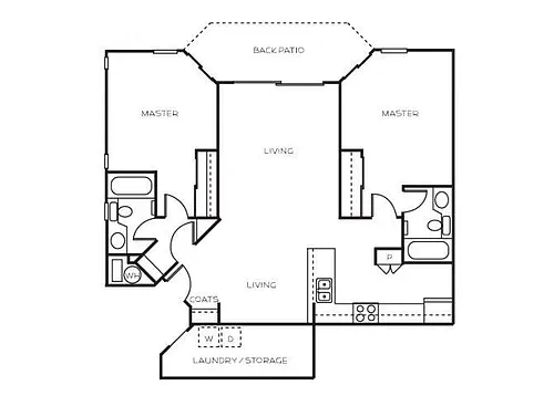 Floor plan 2 Bedroom, 2 Bathroom B