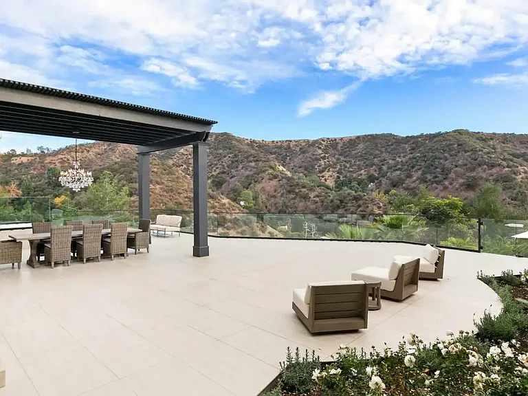 Outdoor dining area with spacious patio and backdrop of the finest scenery California has to offer.