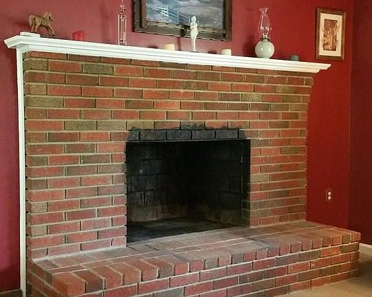 Living room fireplace.