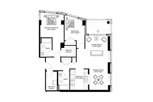 Floor plan 2 Bedroom, 2 Bath A