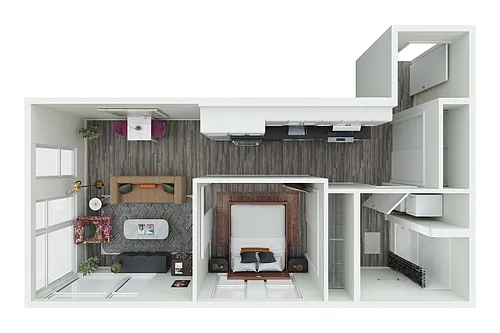 Floor plan 1X1 - 107