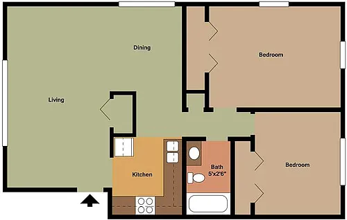 Floor plan 2 Bedroom 4 Plex