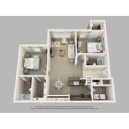 Floor plan 2 Bed | 2 Bath