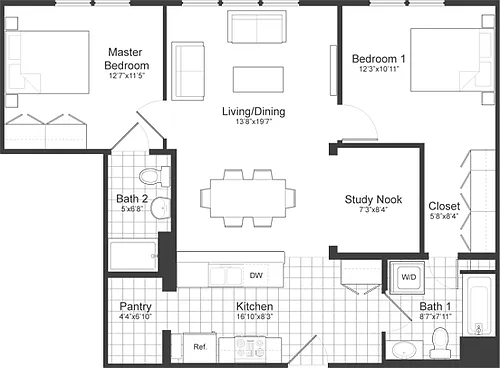 Floor plan 2 Bedroom Plus