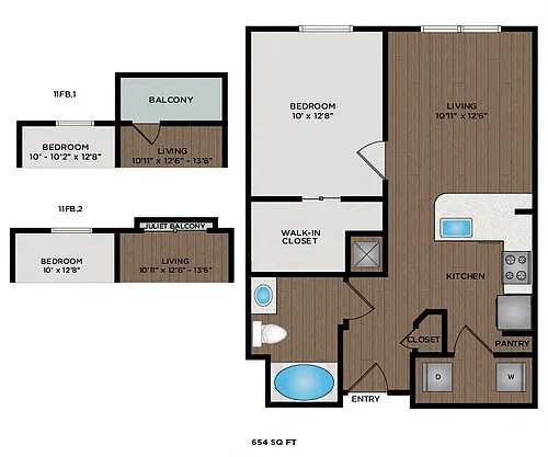 Floor plan 654 Sq Ft