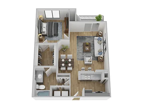 Floor plan 1 Bed, 1 Bath B (60% Income Restricted)