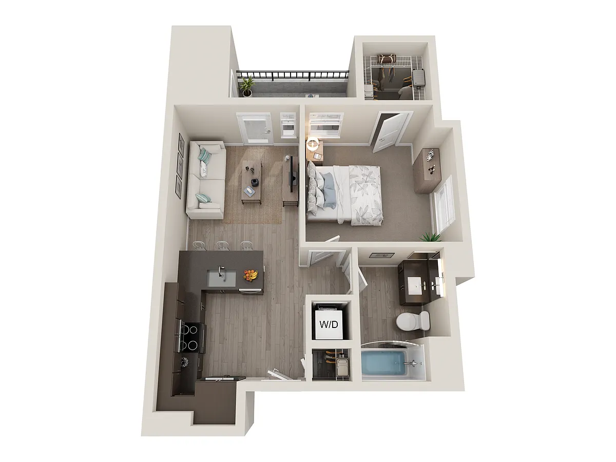 Floor plan 1BD, 1BTH A1