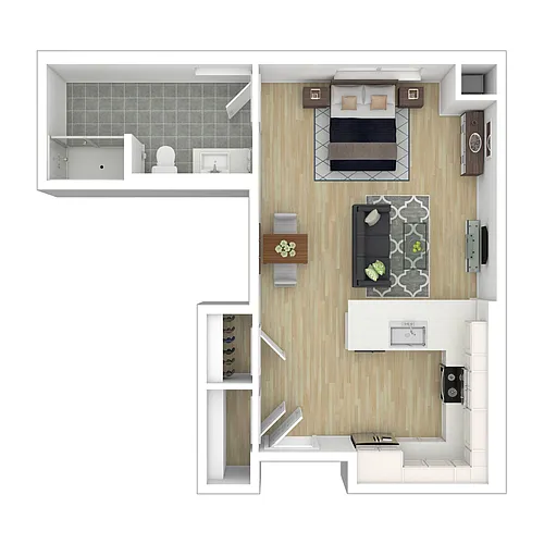 Floor plan Grove - Studio Income Restricted