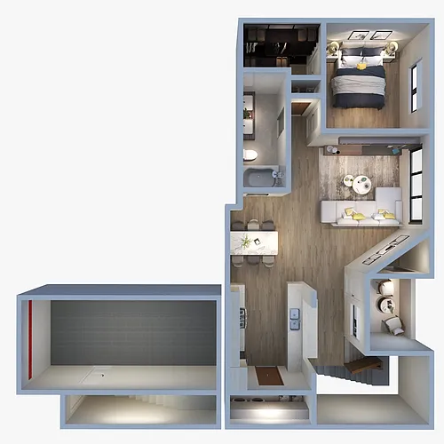 Floor plan 1 Bedroom 1 Bathroom w/Garage