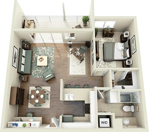 Floor plan 1 Bedroom B