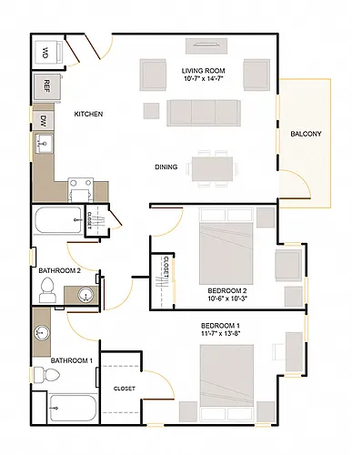 Floor plan C33 2X2