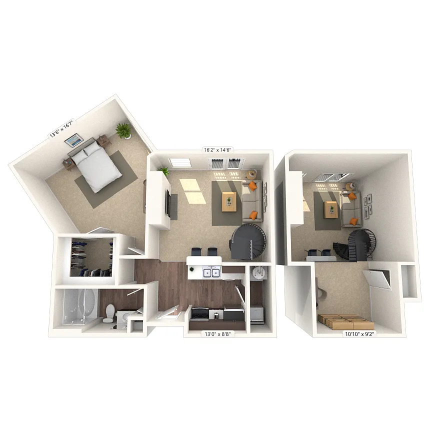 Floor plan Traditional 1x1 795-945 SF