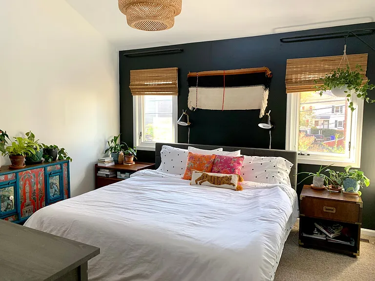 Primary bedroom has a king sized bed with Tuft and Needle mattress.