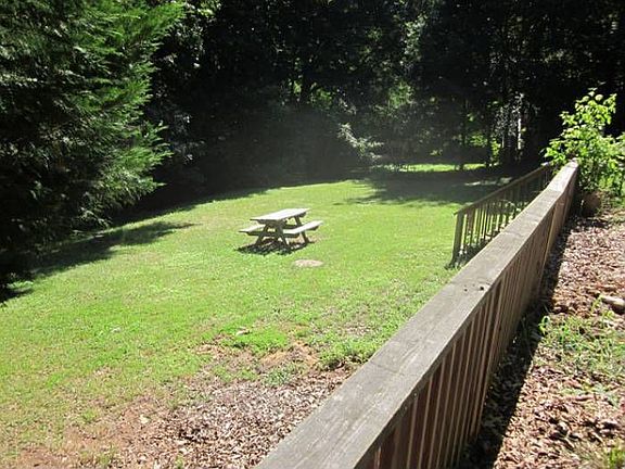 Fenced, gated back yard